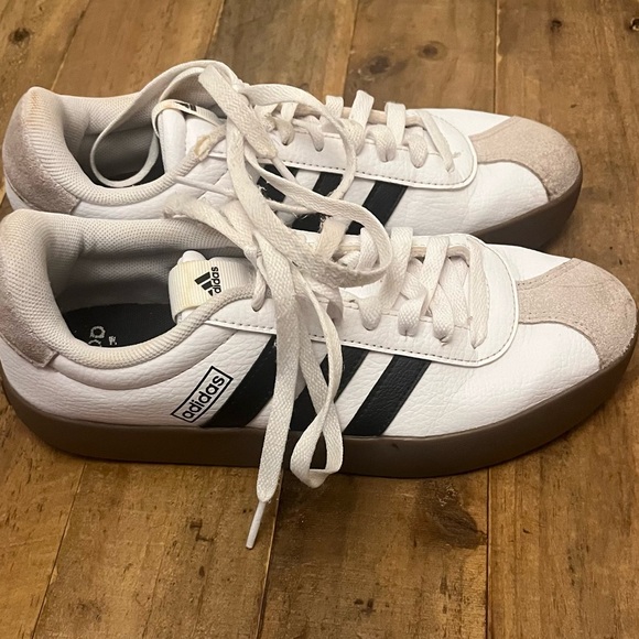 Adidas White and Black Striped Sneakers - Picture 3 of 6